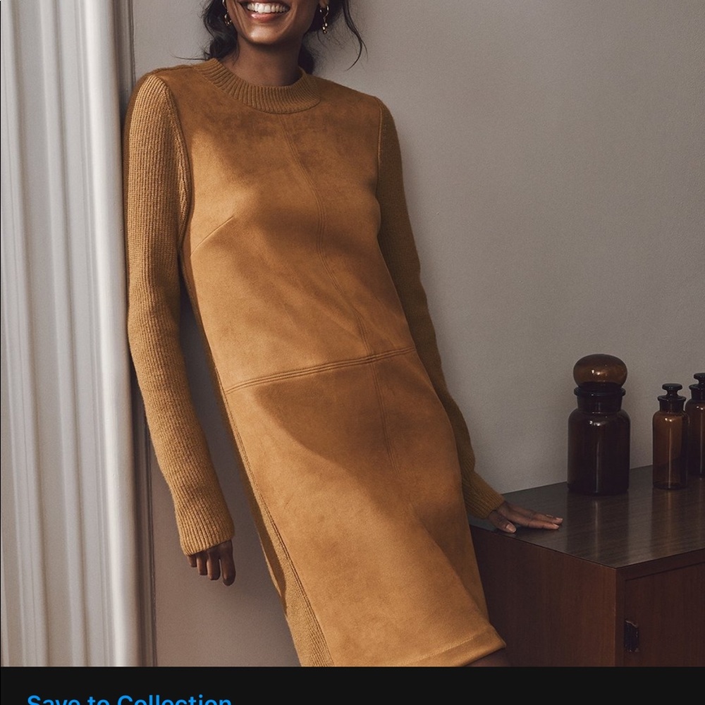 NWT Ann Taylor Faux Suede Panel Camel Dress